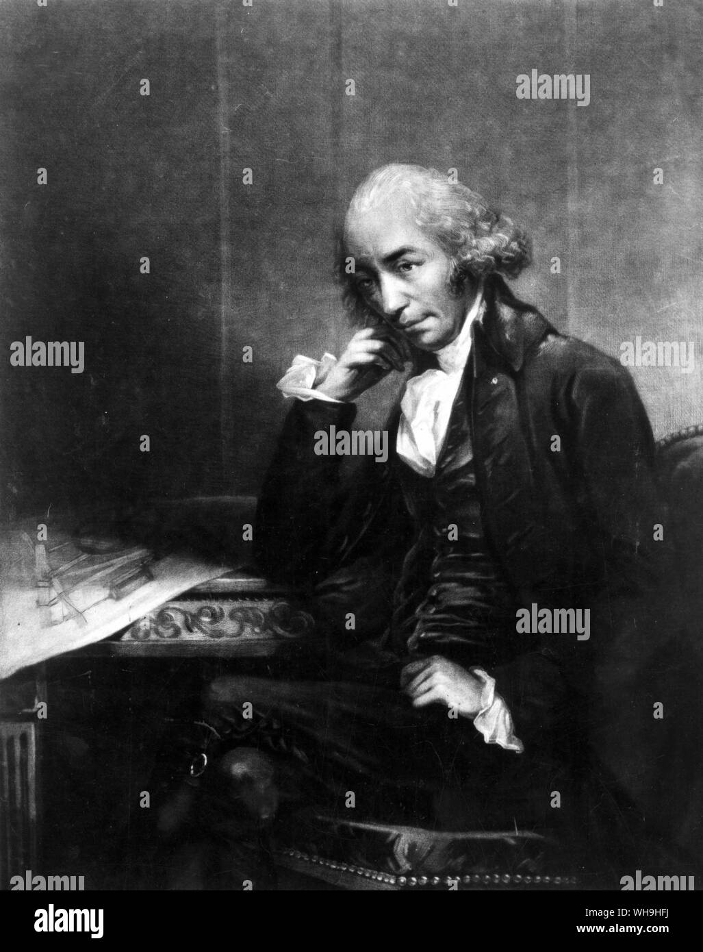 James Watt ( (1736-1819), Scottish engineer who developed the steam engine in the 1760s. Aged 57 yrs old by S. W. Reynolds. Stock Photo