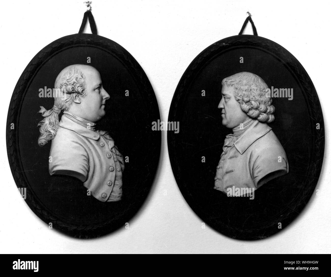 Josiah Wedgwood (left) (1730-95), English pottery manufacturer from Staffordshire. And Bentley (right) Stock Photo