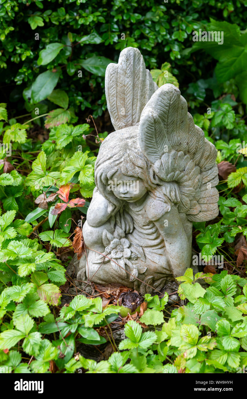 Stone Angel Garden Ornament Stock Photo Alamy