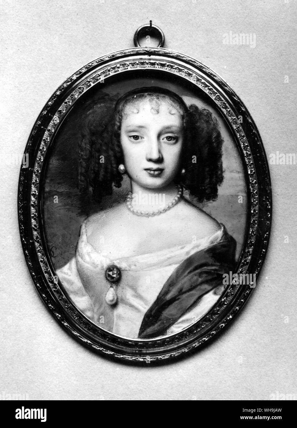 Henrietta Anne, Duchess of Orleans. Miniature by Samuel Cooper. Stock Photo
