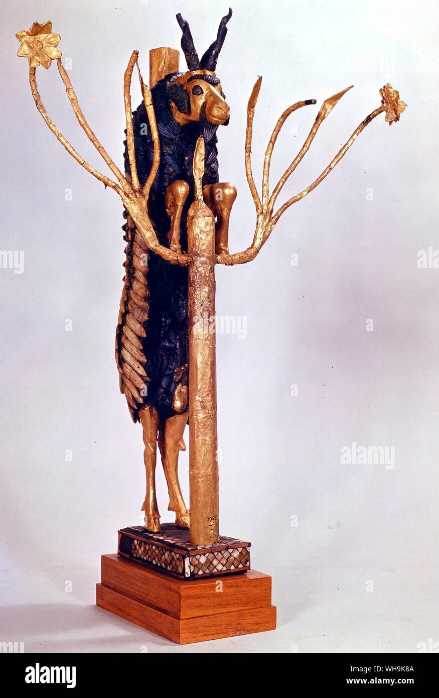 Statue of Goat from UR excavation 2500 BC Ram in a Thicket Stock Photo