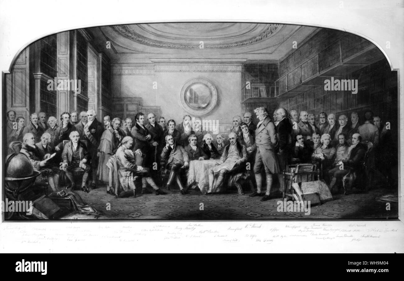 1807-8: Men of Science Living in 1807-8 by Skill, Gilbert and Walkes. Stock Photo