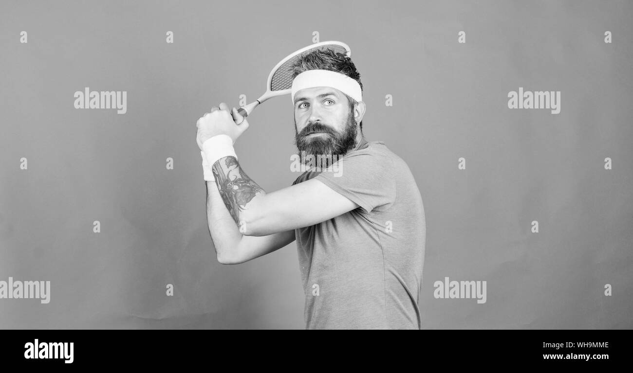 Concentrated man tennis player Black and White Stock Photos & Images ...