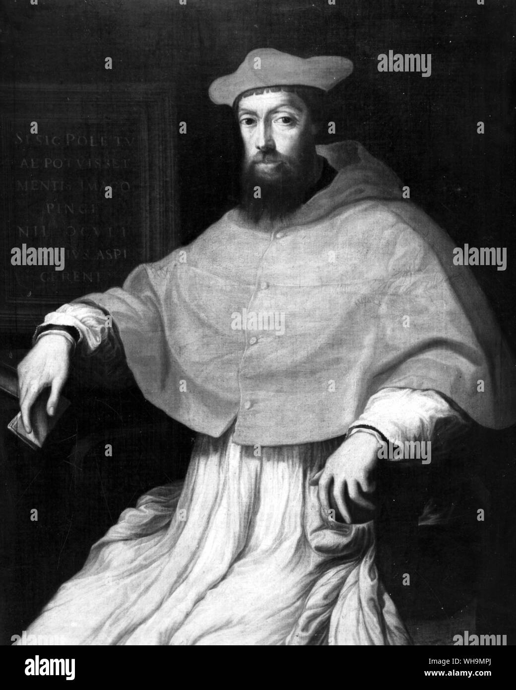 Cardinal Pole, Lambeth Palace. Reginald Pole (1500-58), Cardinal from 1536 who returned from Rome as papal legate on the accession of Mary I in order to readmit England to the Catholic Church. He succeeded Cranmer as Archbishop of Canterbury in 1556. Stock Photo
