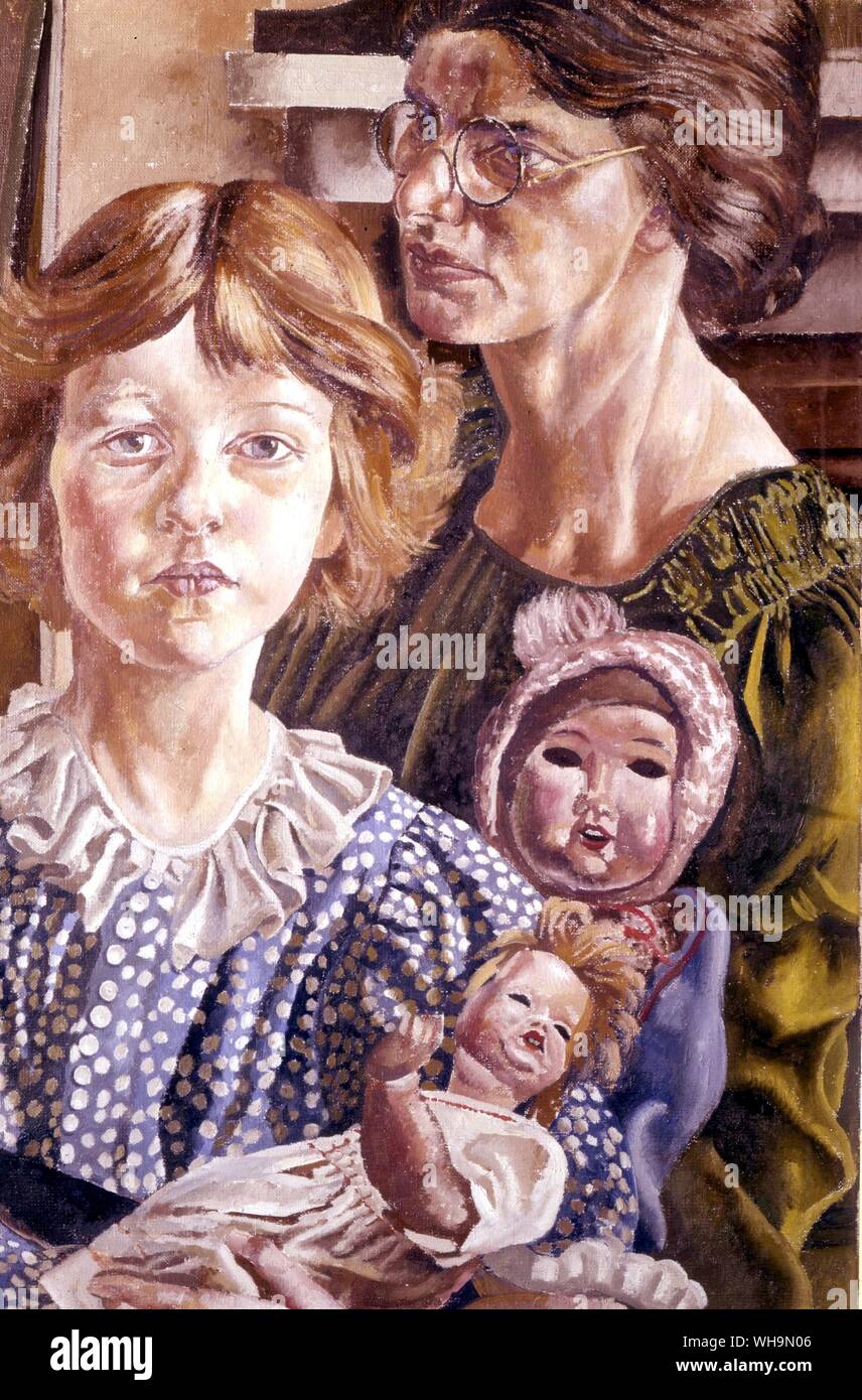 Family Group Hilda Unity and Dolls by Stanley Spencer 1937 Stock Photo