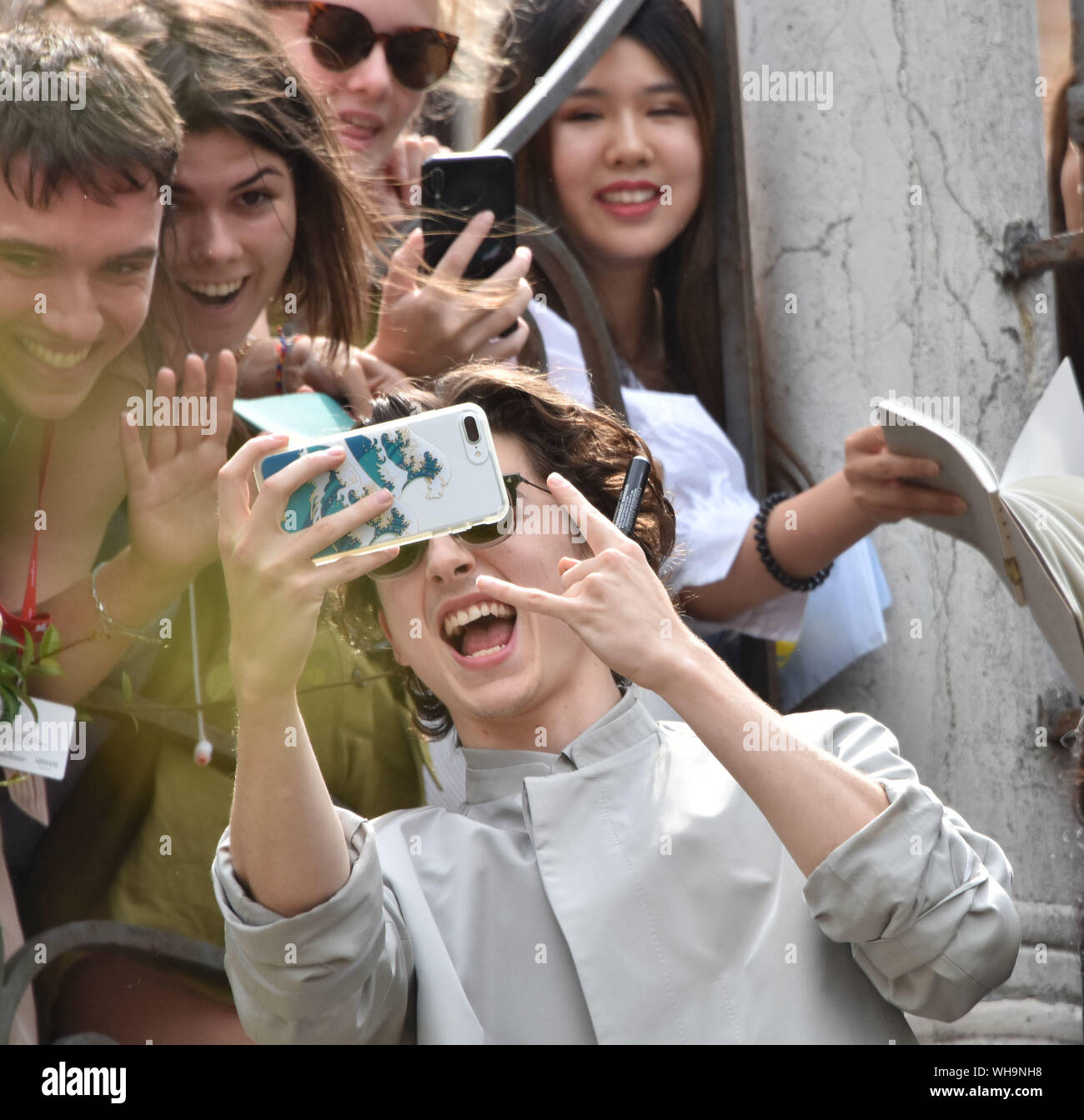 VENICE, Italy. 02nd Sep, 2019. Timothée Chalamet arrives at the 76th Venice Film Festival at Sala Casino on September 02, 2019 in Venice, Italy. Credit: Andrea Merola/Awakening/Alamy Live News Stock Photo