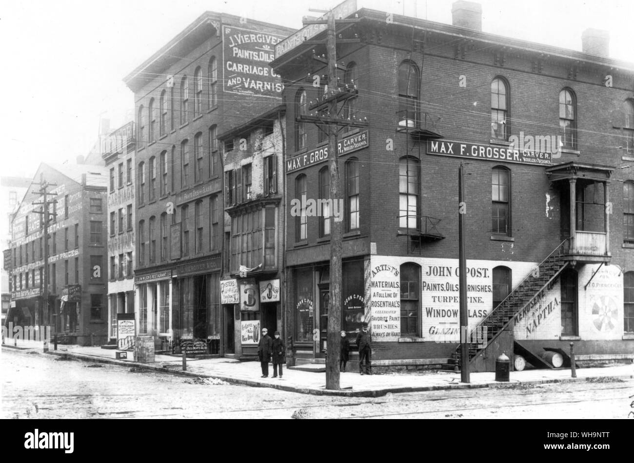 Express office wre located in this block Swan Street between Washington Main 1892 Stock Photo