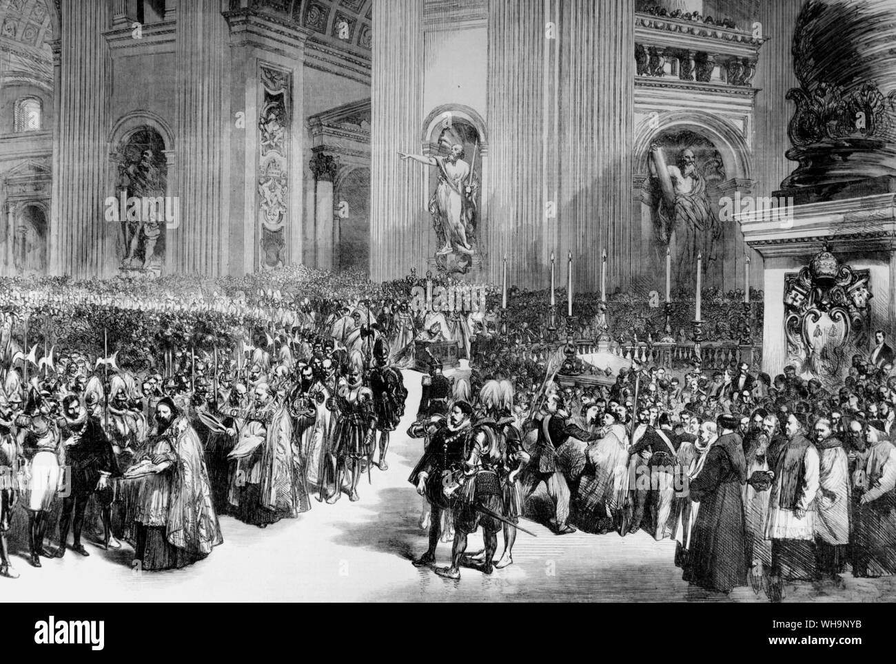 Grand procession of the Ecumenical Council at St. Peter's, Rome, 1869. Stock Photo