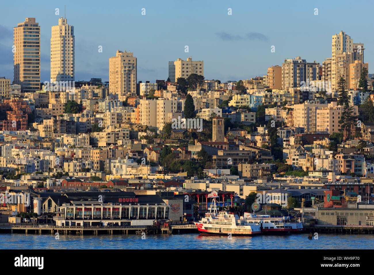 Skyline and Fisherman's Wharf, San Francisco, California, United States of America, North America Stock Photo
