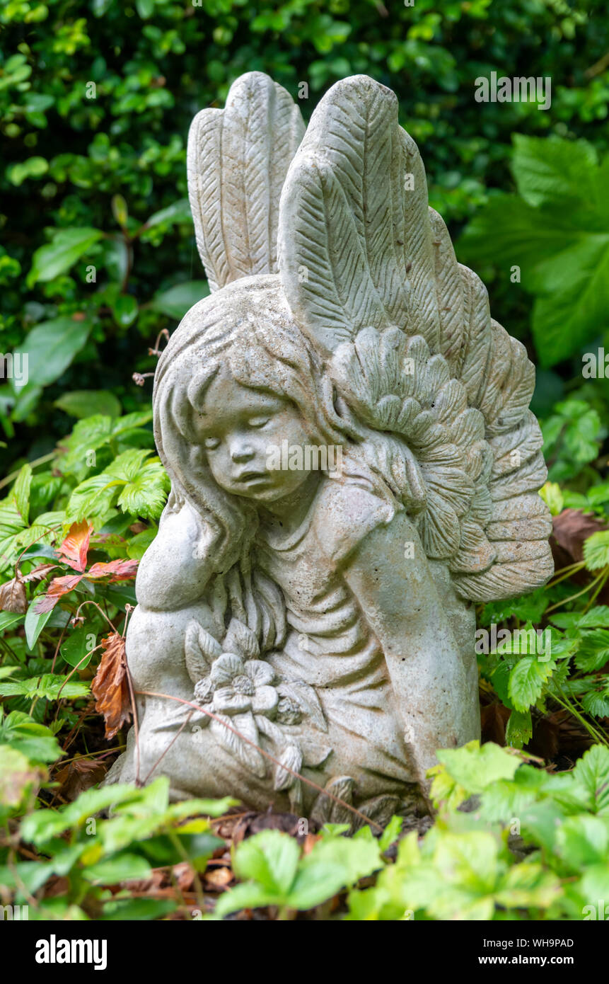 Stone Angel Garden Ornament Stock Photo Alamy