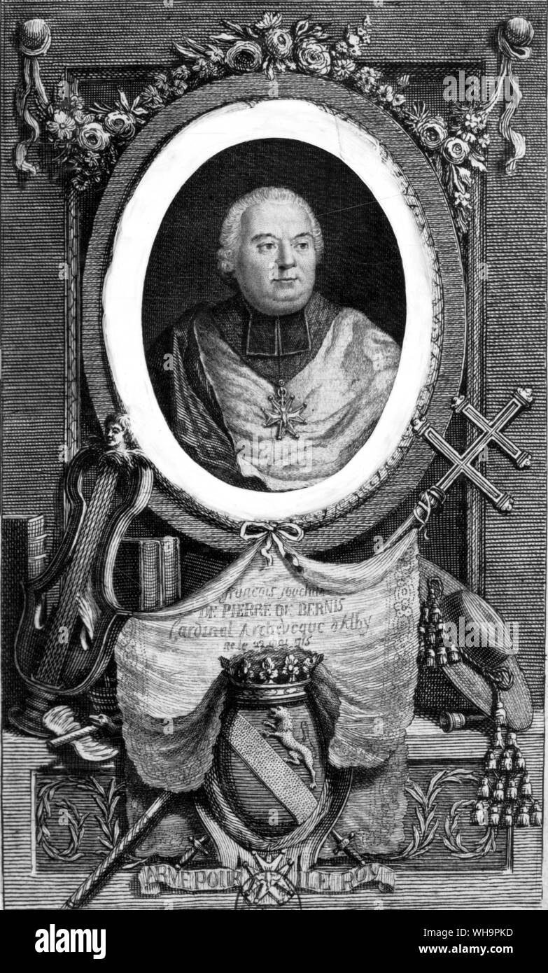 Jean-Joachim de Pierre de Bernis, Cardinal Archbishop of Albi - engraving Stock Photo
