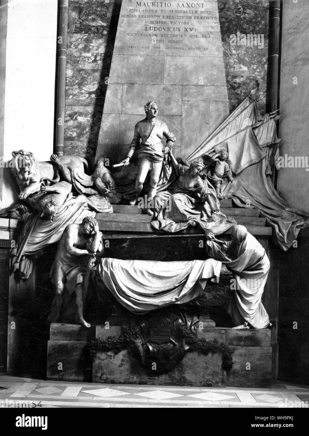 Marechal de Saxe's tomb at Strasbourg, by Jean-Baptiste Pigalle Stock Photo