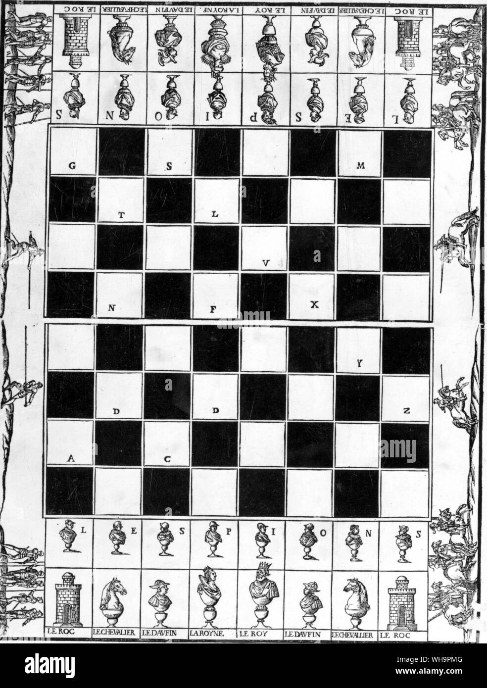 A chess set - engraving Stock Photo