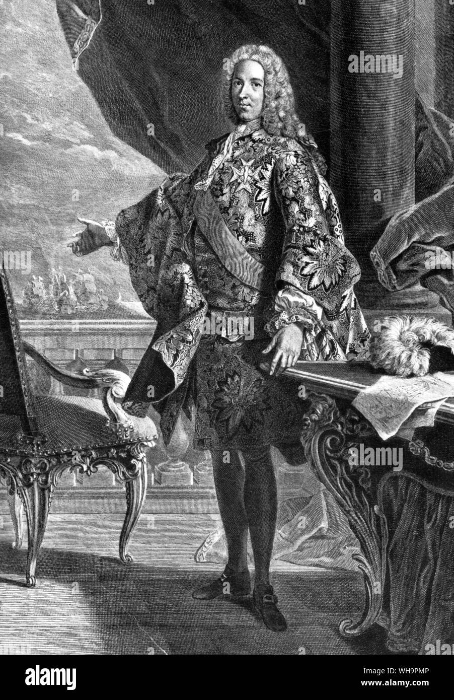 The Comte de Maurepas - engraving after van Loo Stock Photo