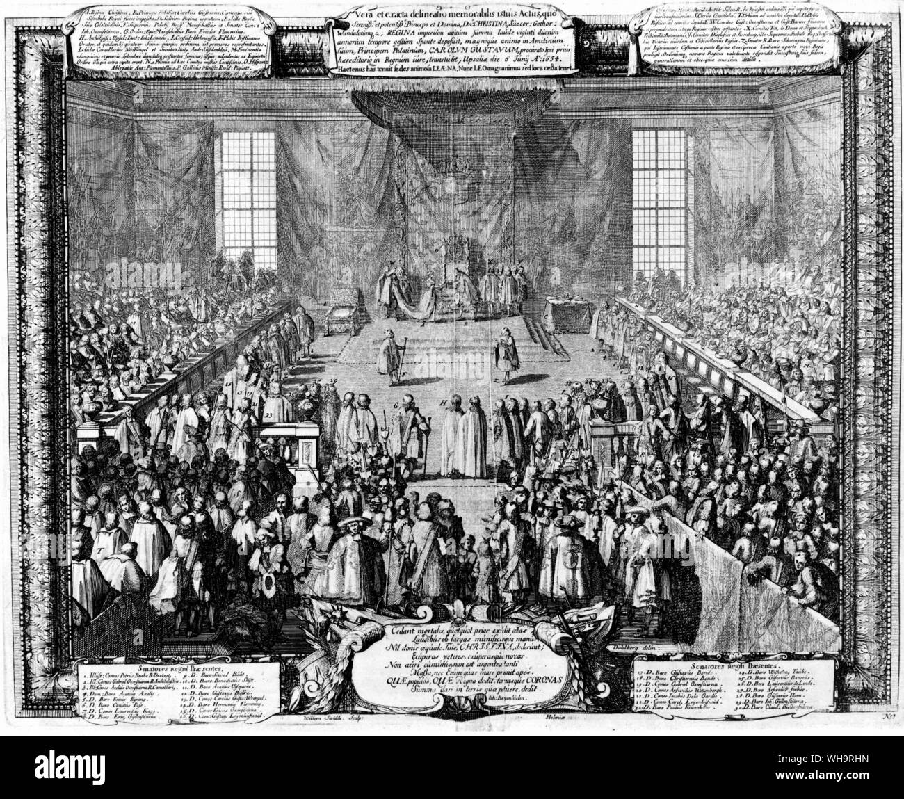 Abidication of Queen Christine at Uppsala, 1654. Stock Photo