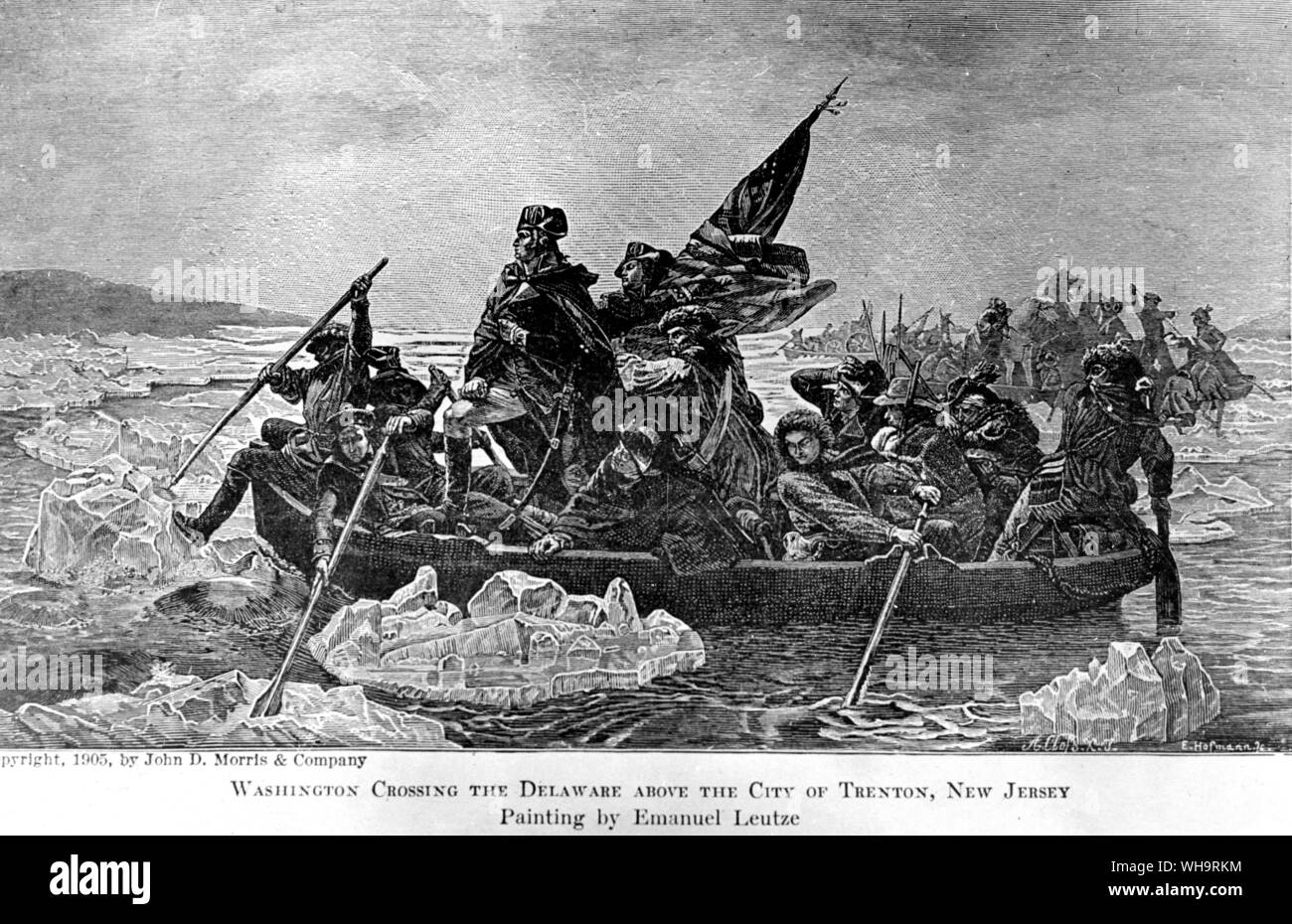 George Washington crossing the Delaware above the City of Trenton, New ...