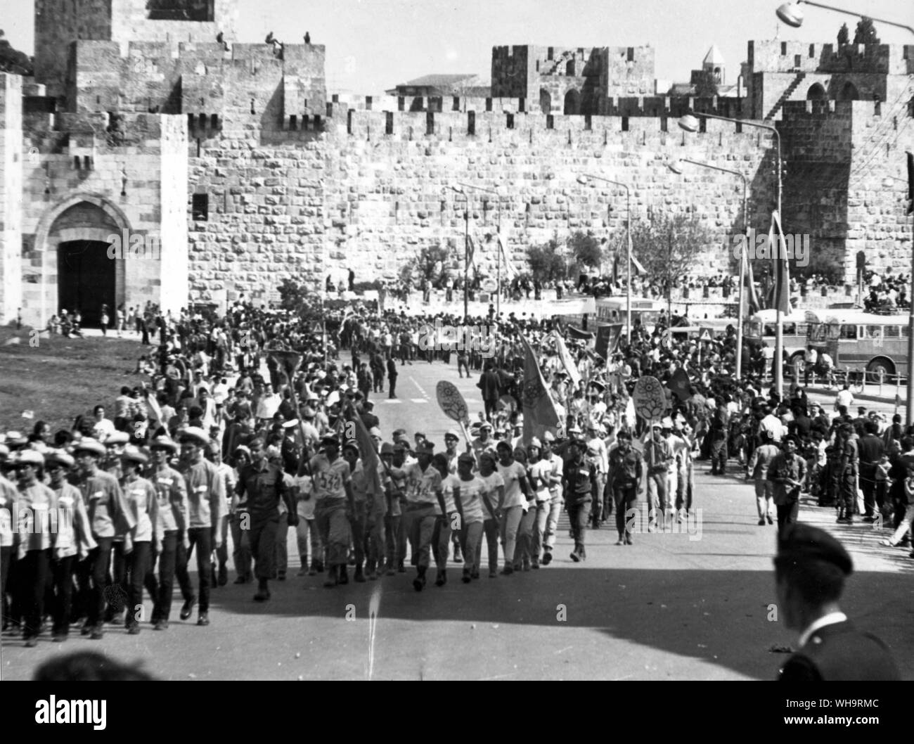 Israel: End of the third day of marching near the Jaffa Gate, Jerusalem. Stock Photo