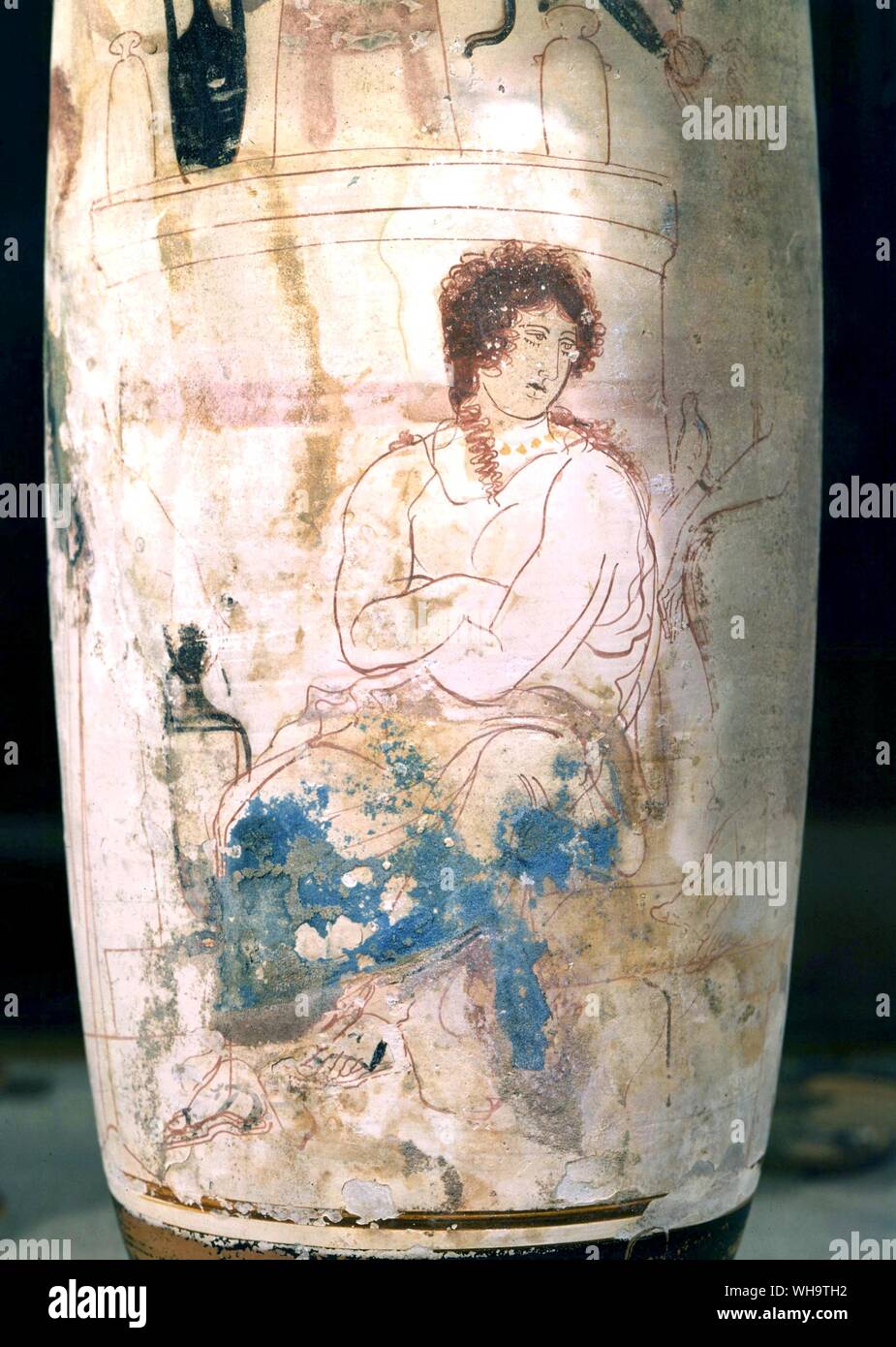 Woman seated on a tomb, c.400 BC Stock Photo