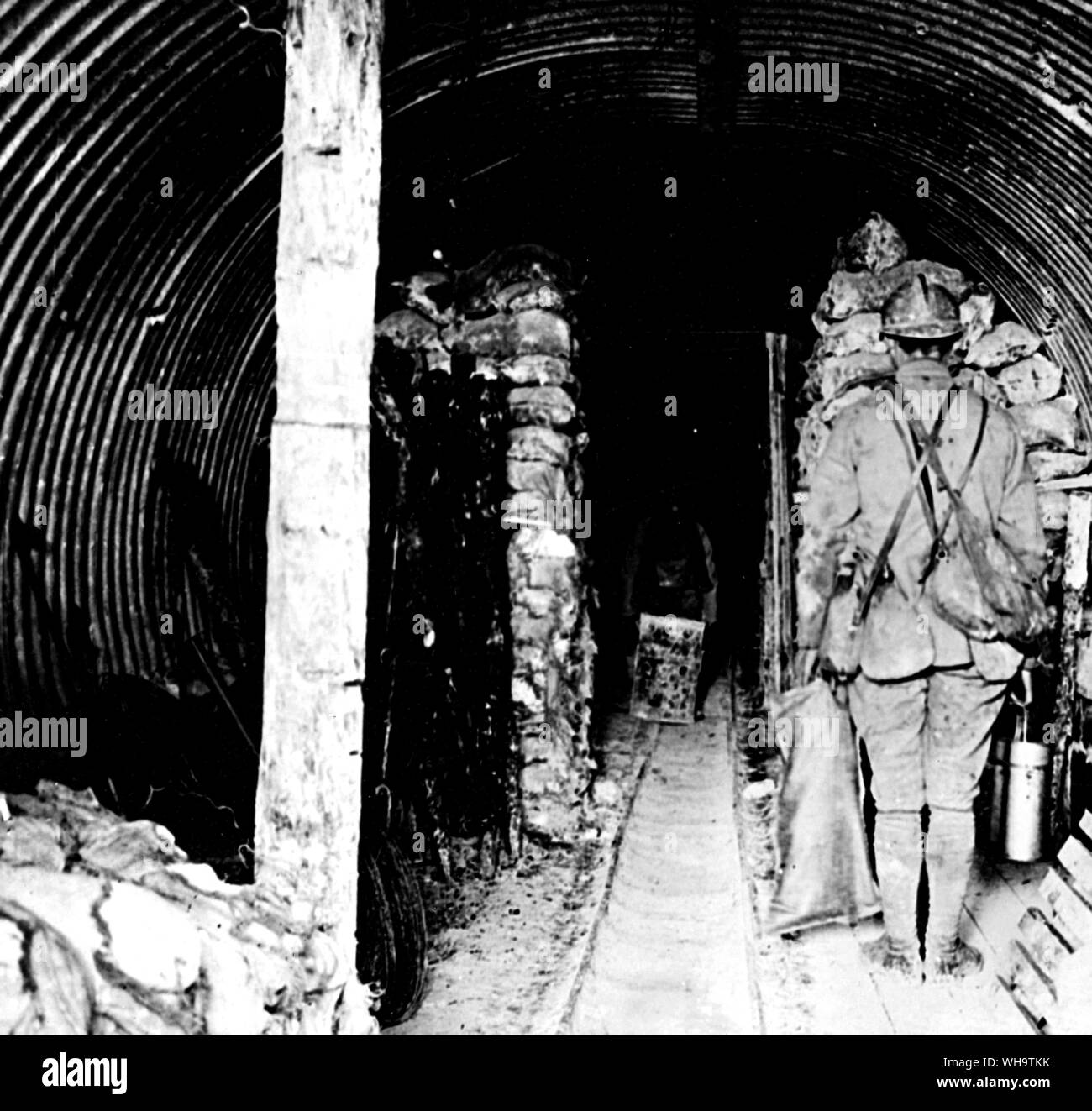 WW1/France: German tunnel captured by allied troops. 1918 Stock Photo ...