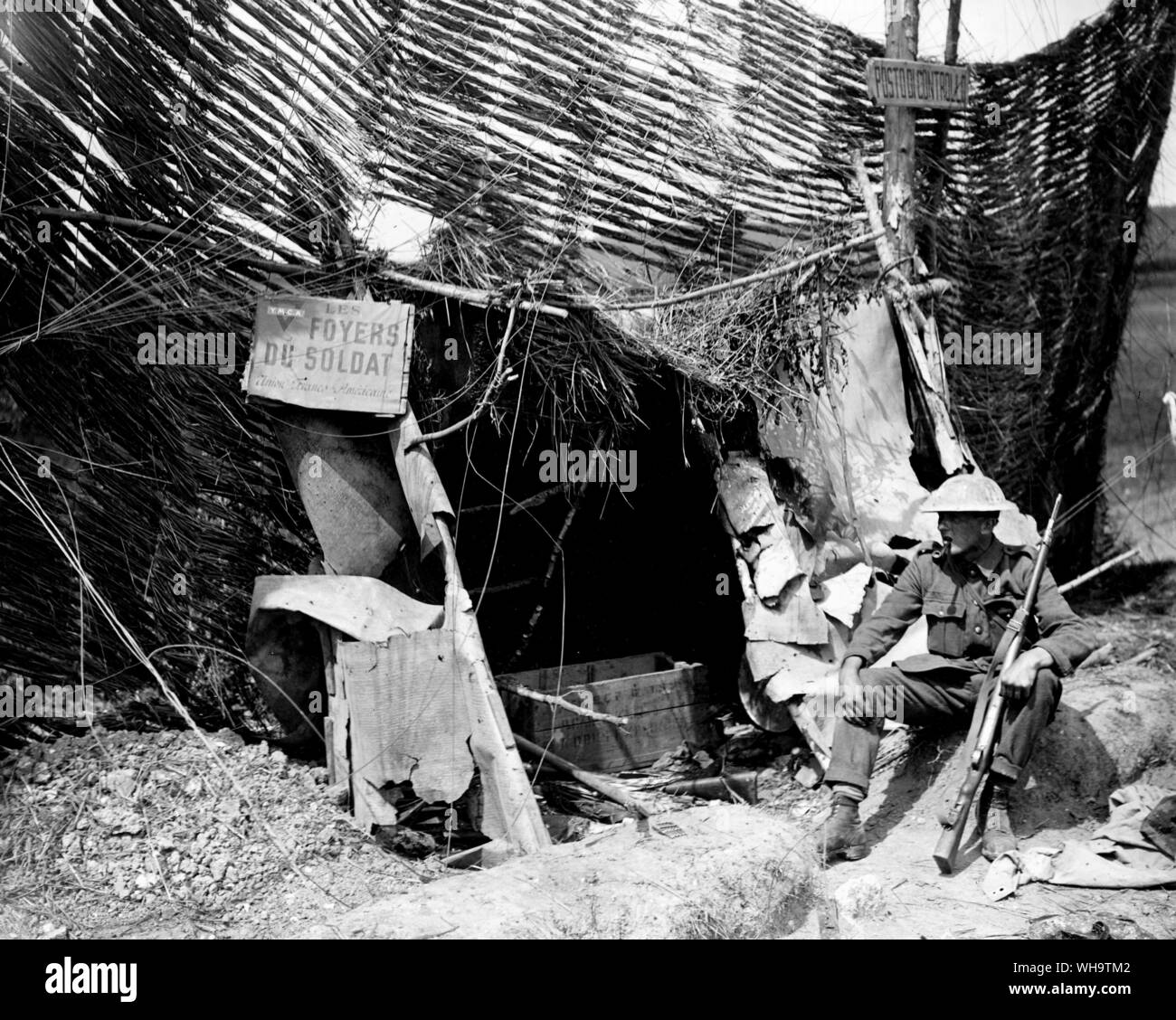 WW1/France: Recaptured Foyer du Soldat, near Pourcy, July 1918. Stock Photo