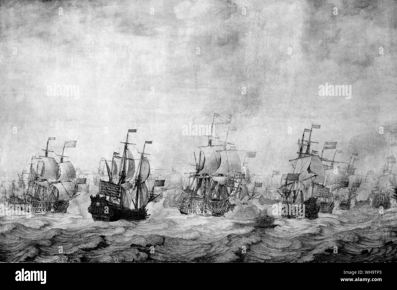 'The Four Days Battle' by W. van de Velde (the older). Battle on 14th June 1666. Stock Photo