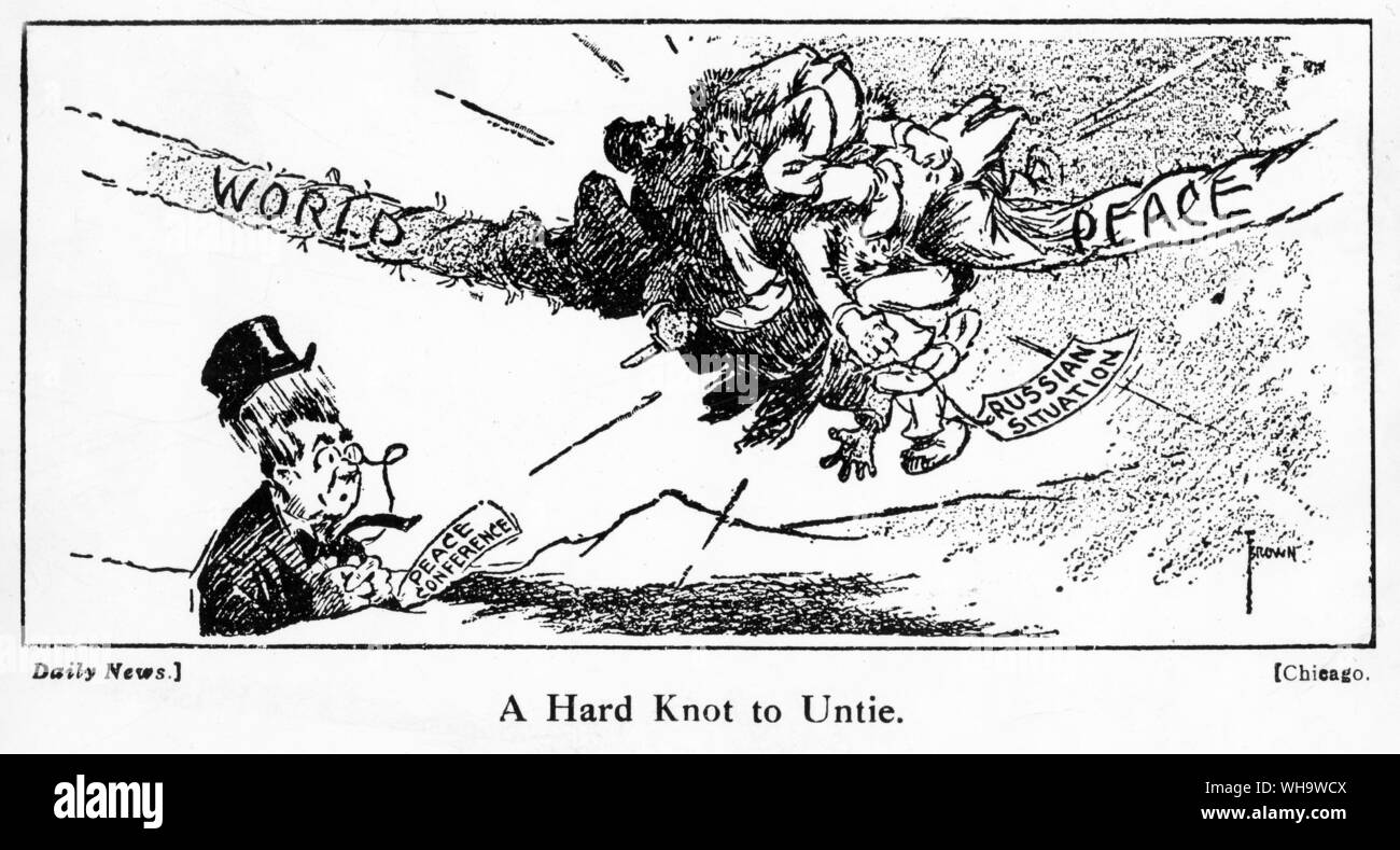 WW1: 'A Hard knot to untie'. American poster from Chicago. Stock Photo
