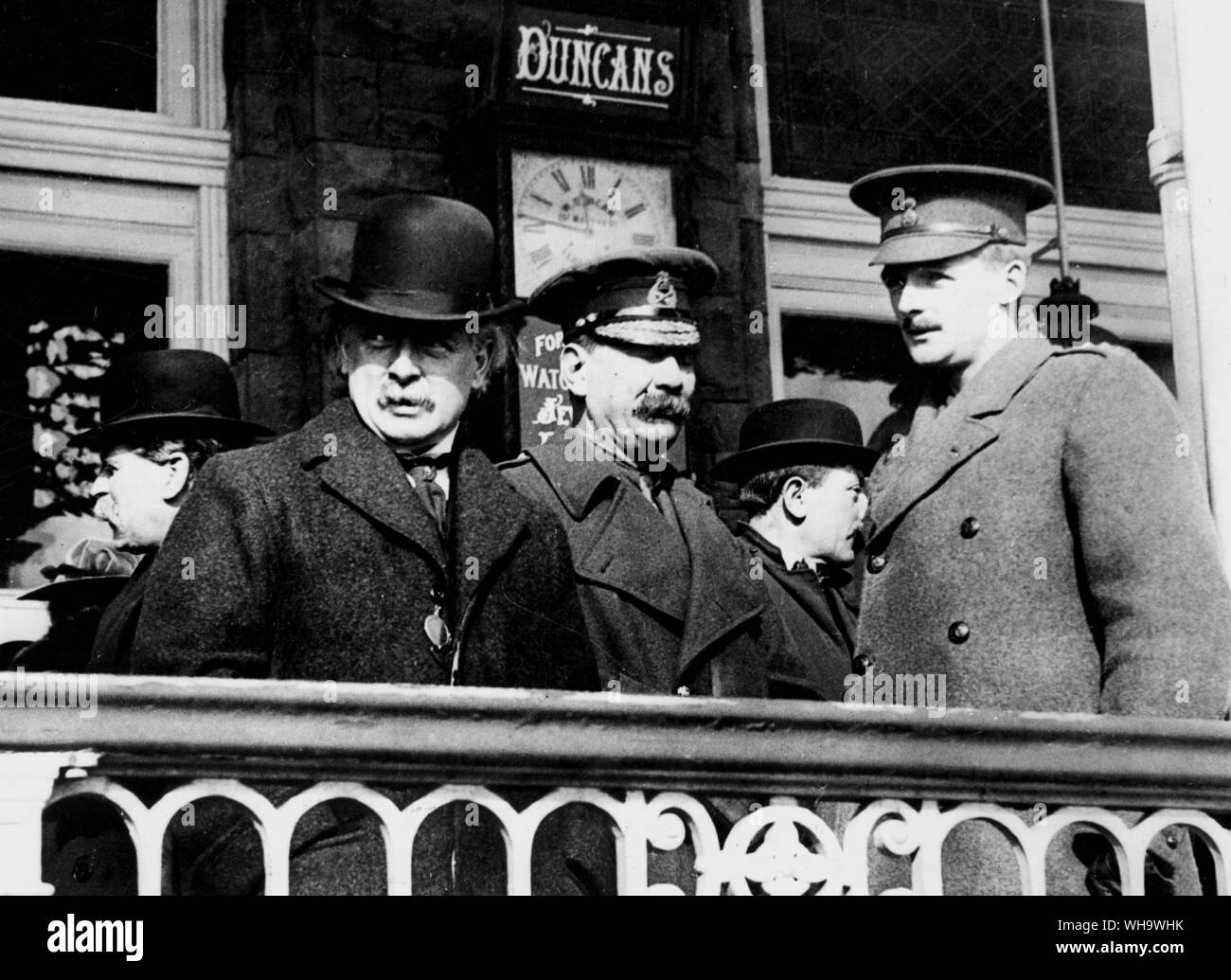 WW1/ David Lloyd George at LLandudno on the balcony at the Pier Pavilion. 1915 Stock Photo