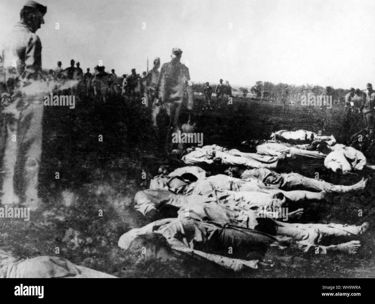 WW1/ Executed rebels. On June 2nd 1918, Slovak soldiers, former Russian prisoners of war, revolted in the Serbian town of Kragujevec. After the revolt had been put down, forty four of these soldiers (belonging to the reserve battalion of the 7th infantry regiment) were executed. Stock Photo