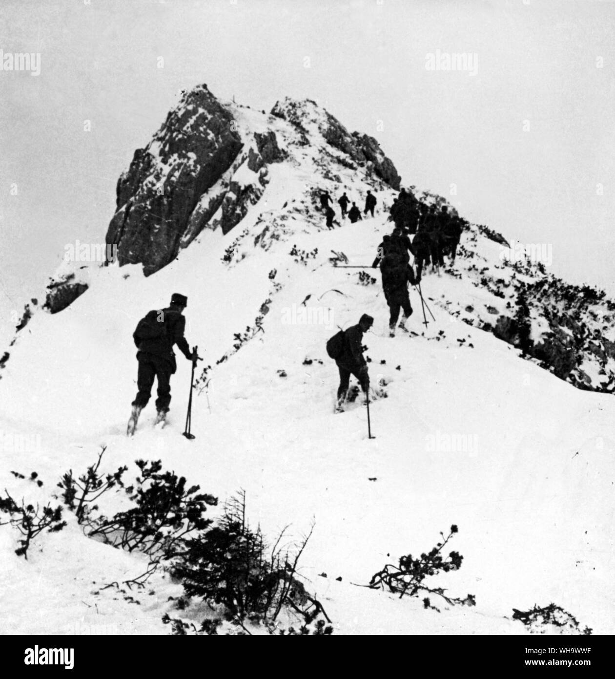 WW1/France: Germans in the mountains. Stock Photo