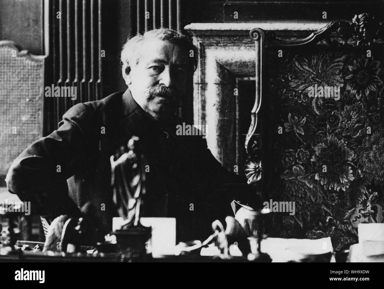 WW1: Briand in his office as the Minister of Foreign Affairs. Stock Photo