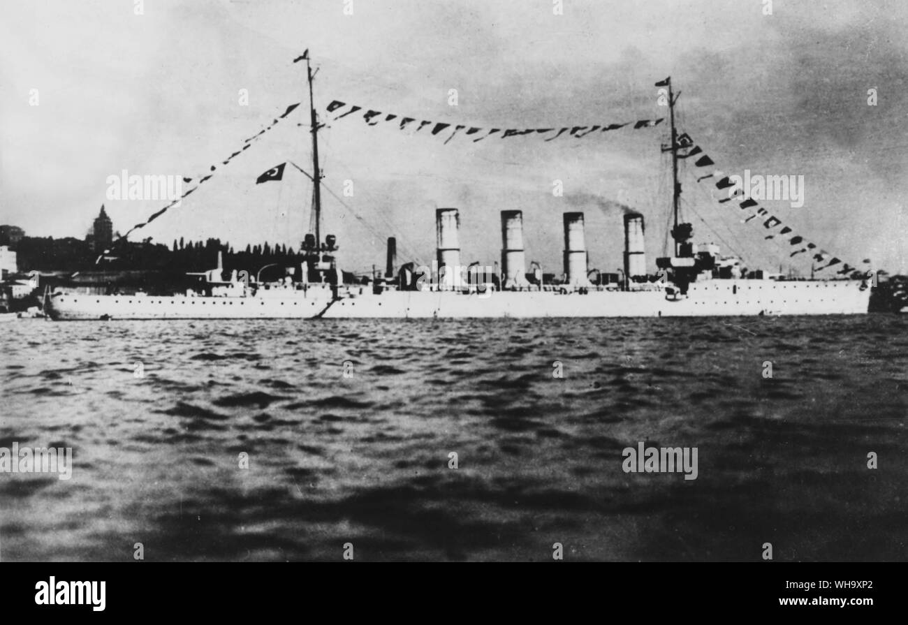 WW1: SMS Bleslau (Midilli). Warship. Stock Photo
