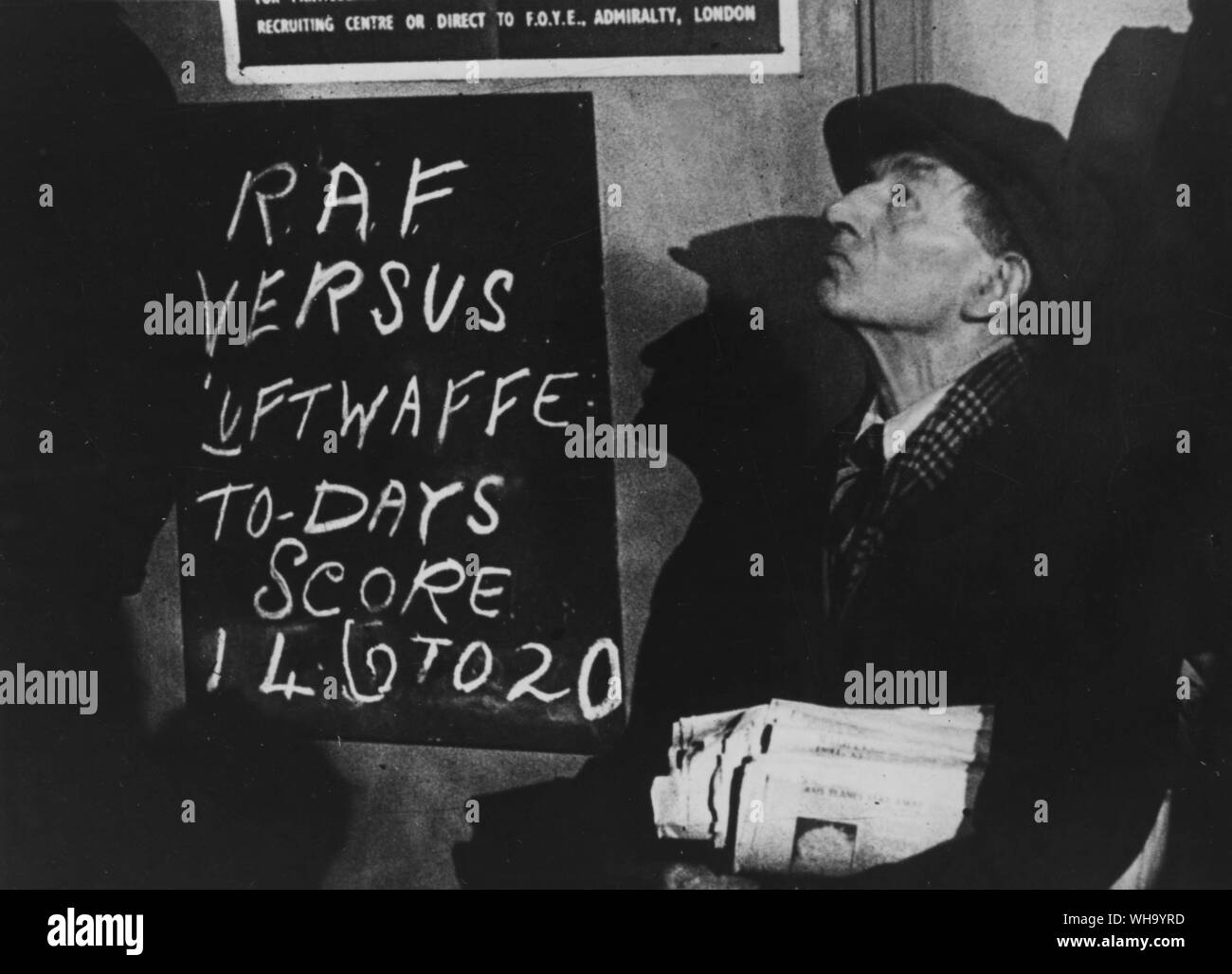 Battle of Britain: RAF versus Luftwaffe - Today's score - 146 to 20. Stock Photo