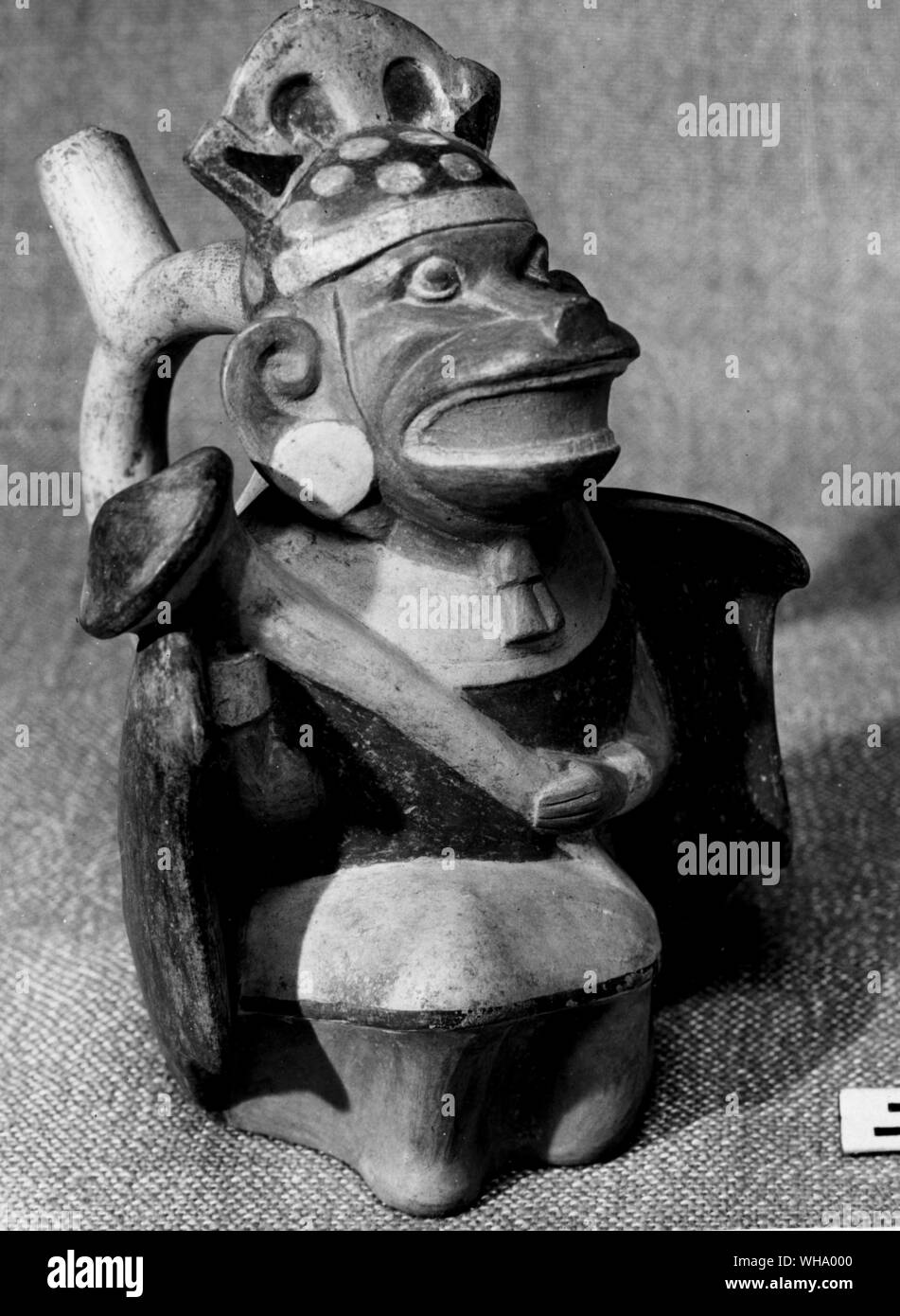 Mohica pottery figure; pre-Inca culture. Stock Photo