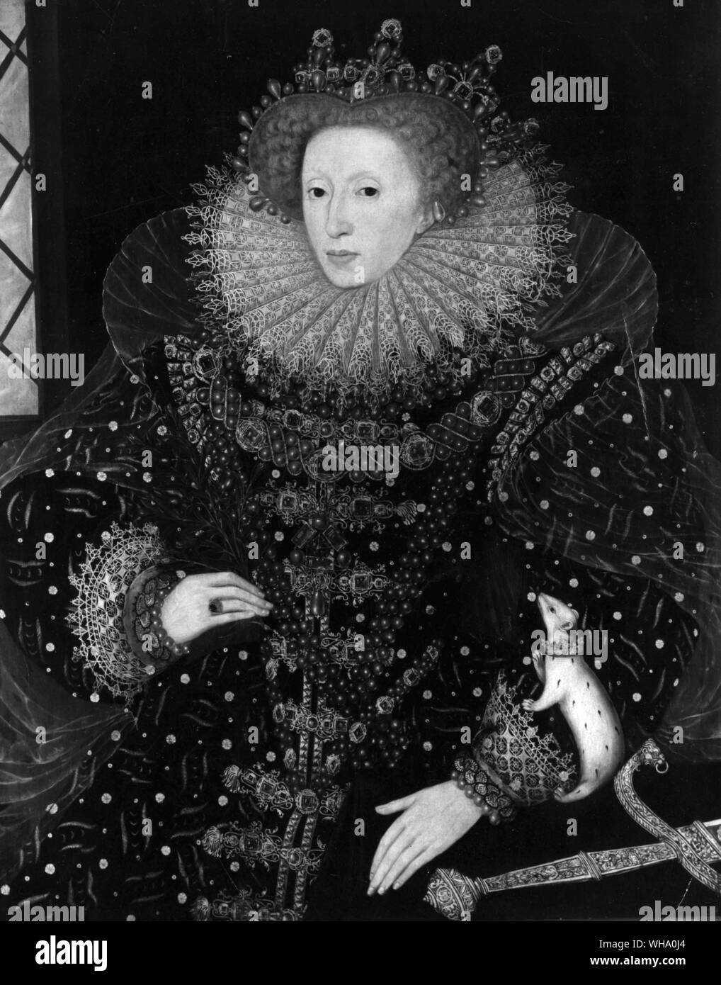 Queen Elizabeth I of England by N. Hilliard in Hatfield House. Stock Photo