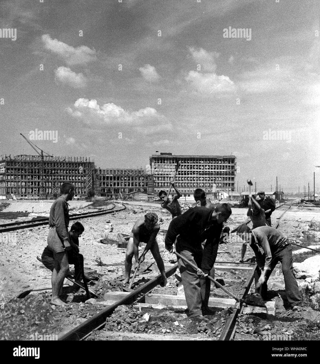 Yugoslavia: New Belgrade - Construction scenes. Stock Photo