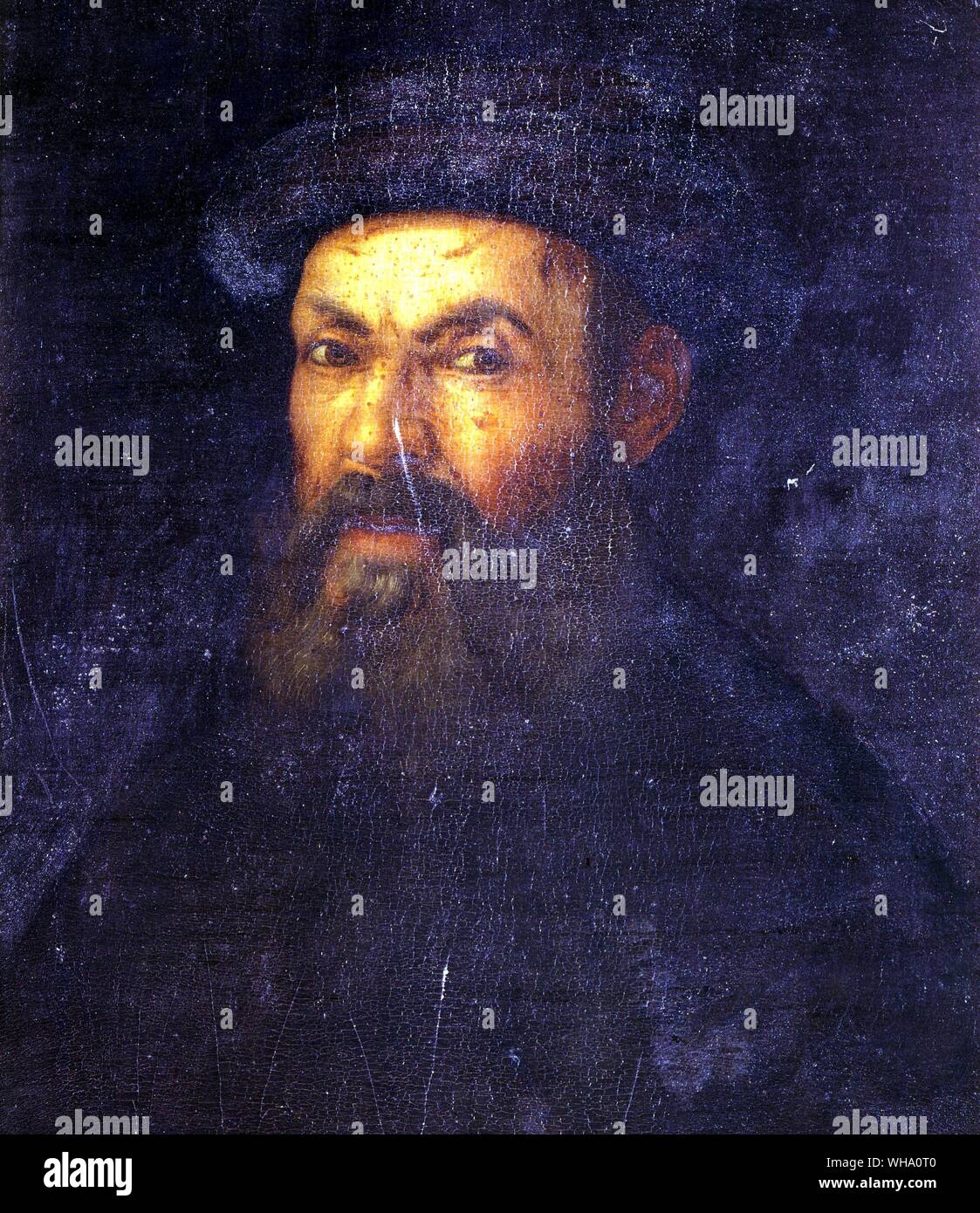 Portrait of Magellan, now in the Uffizi, Florence Stock Photo
