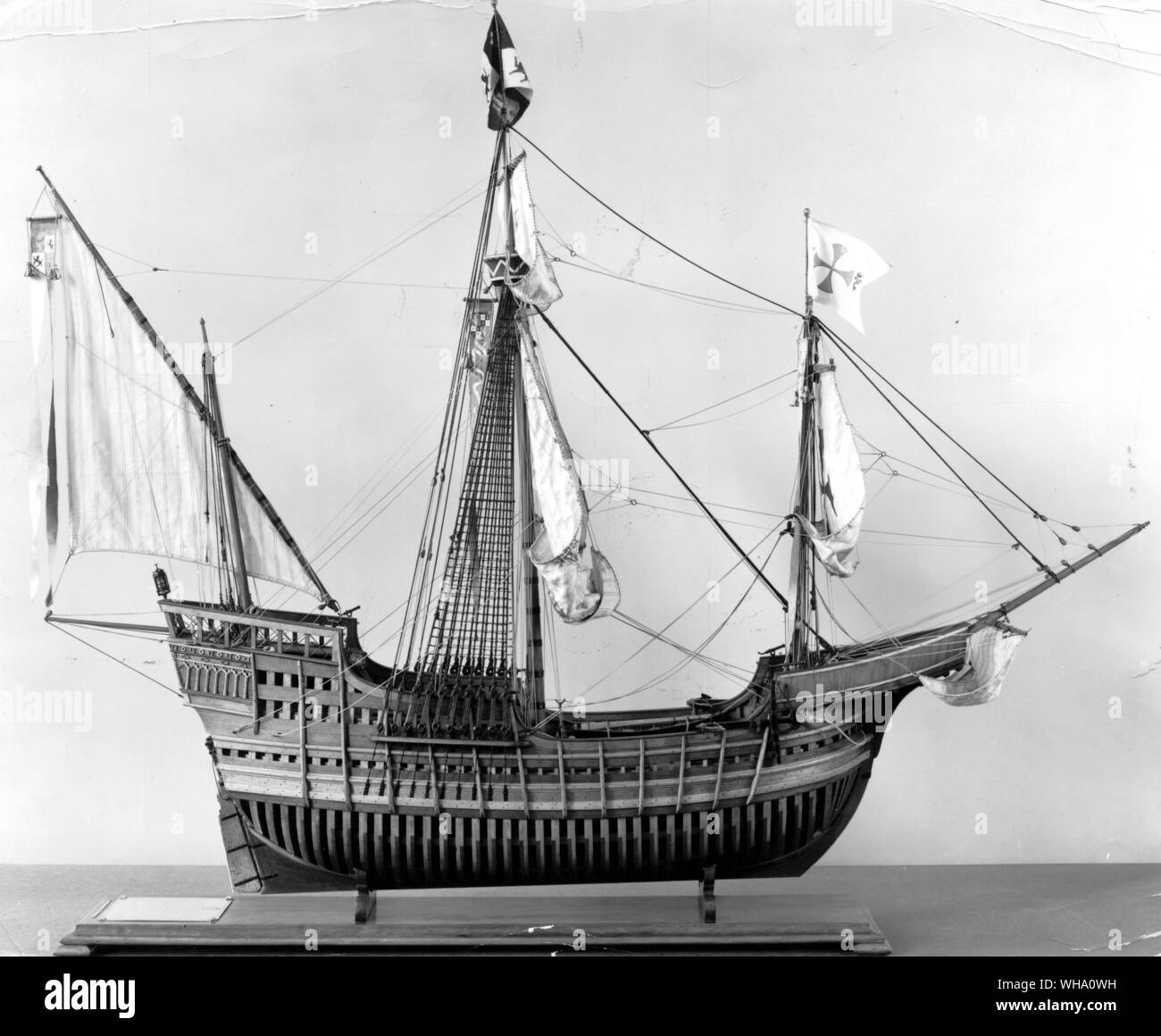 A conjectural model of the Santa Maria, a clumsy Galican ship Stock Photo