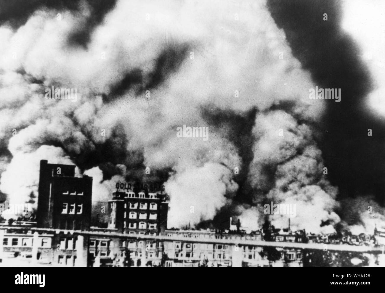 WW2: Rotterdam, Holland/ Burning in May 1940. Stock Photo