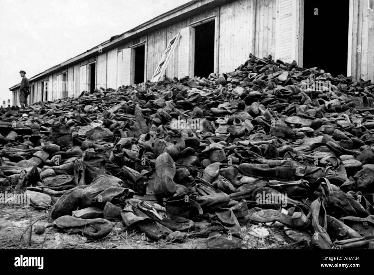 WW2: Great Patriotic War of 1941-45. Maidanek. Footwear removed from the prisoners before they were burnt. Stock Photo