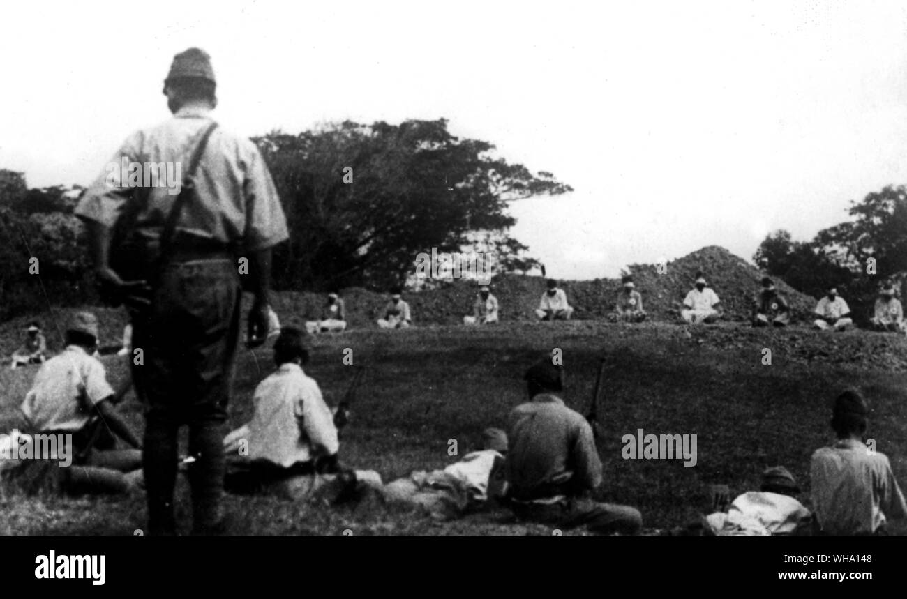 WW2: Japanese soldiers murder Sikh prisoners. Stock Photo