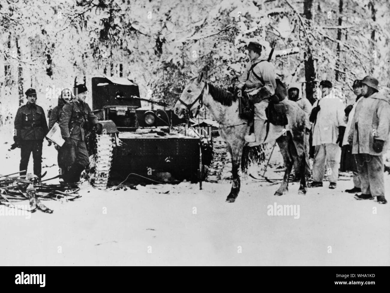WW2: Finnish-Soviet war, 1939-40. T 26 tank captured by the Finns, 1940. Stock Photo