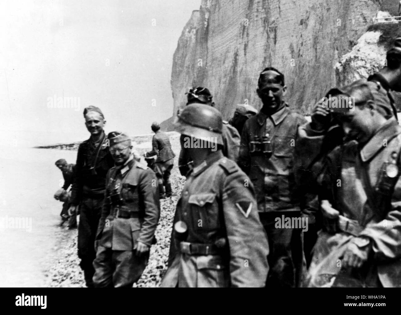 WW2: German troops having reached the Channel coast in the 1940 campaign. Stock Photo