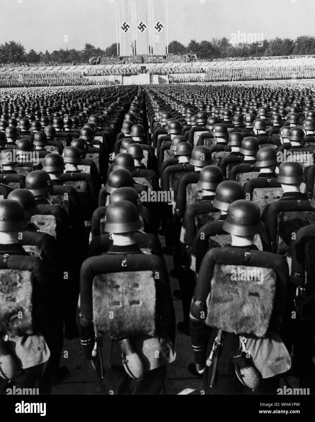 WW2: German troops on parade at a Nazi rally. Stock Photo