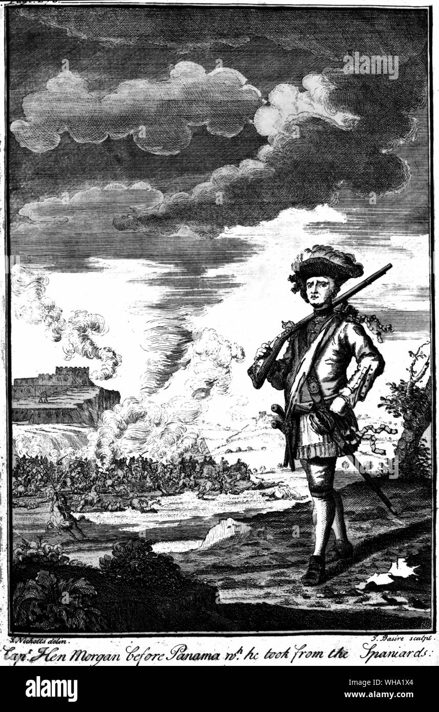Captain Henry Morgan before Panama, which he took from the Spaniards. Stock Photo