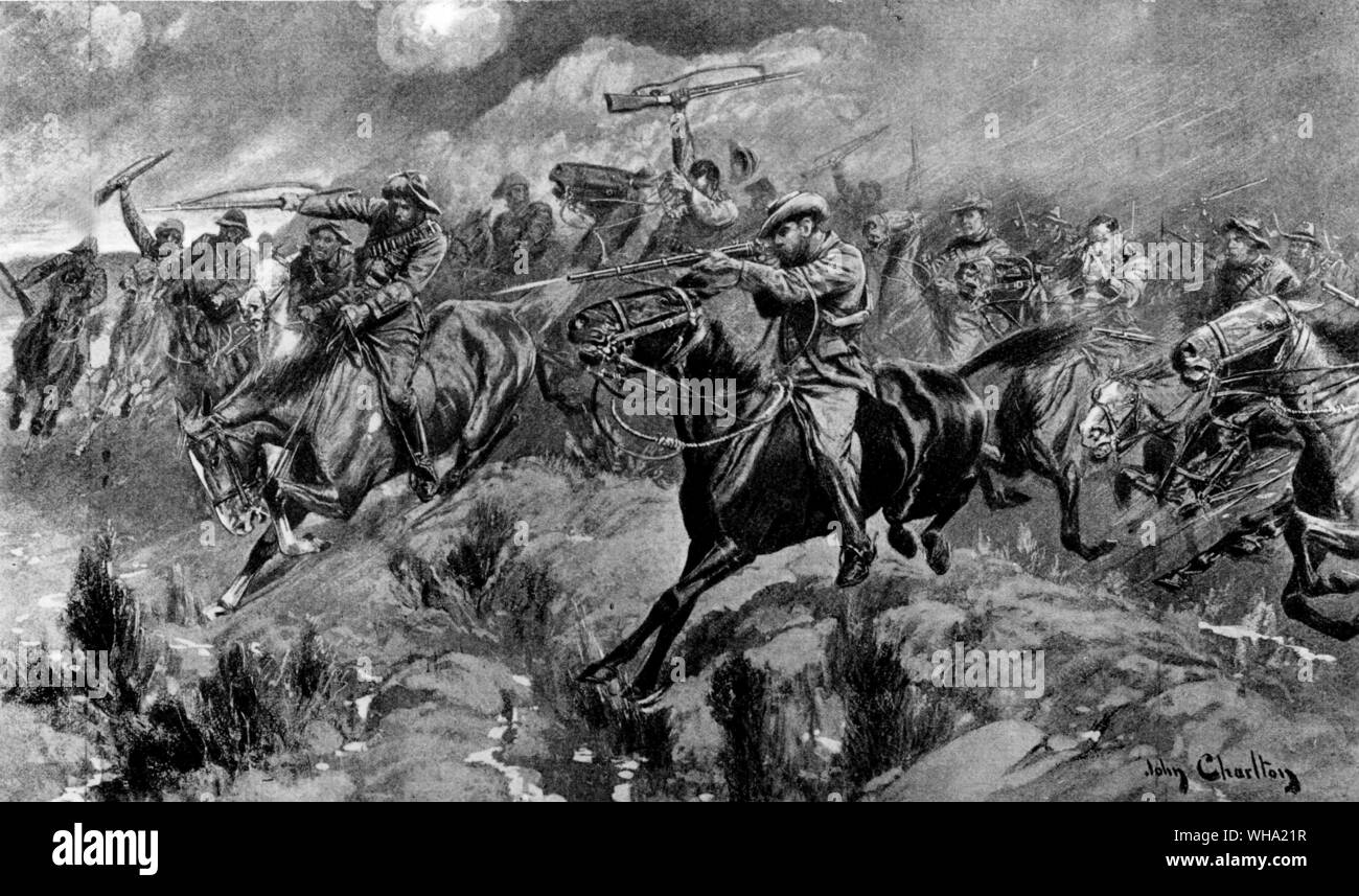 Boer War: Boers charging at Brakenlaatze, 1901. Stock Photo