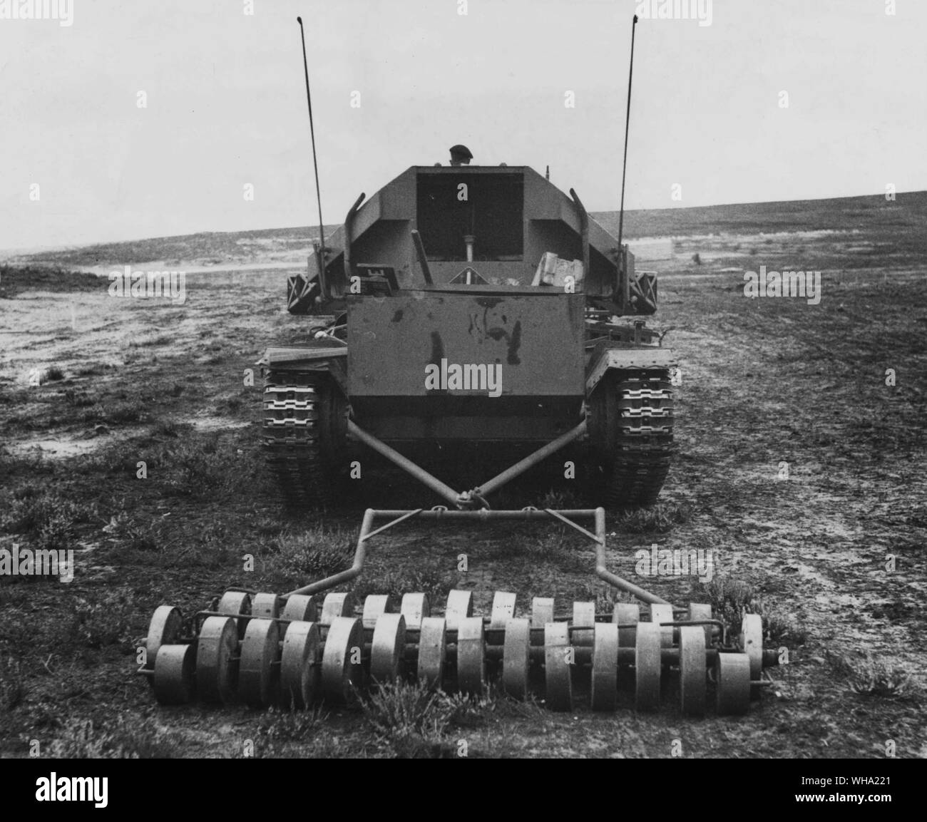 WW2: Scorpion towing a centipede, 13th August 1943. Mine fields. Stock Photo