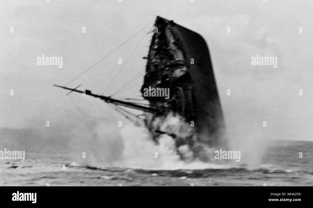 WW2: German navy ship sinks. Stock Photo