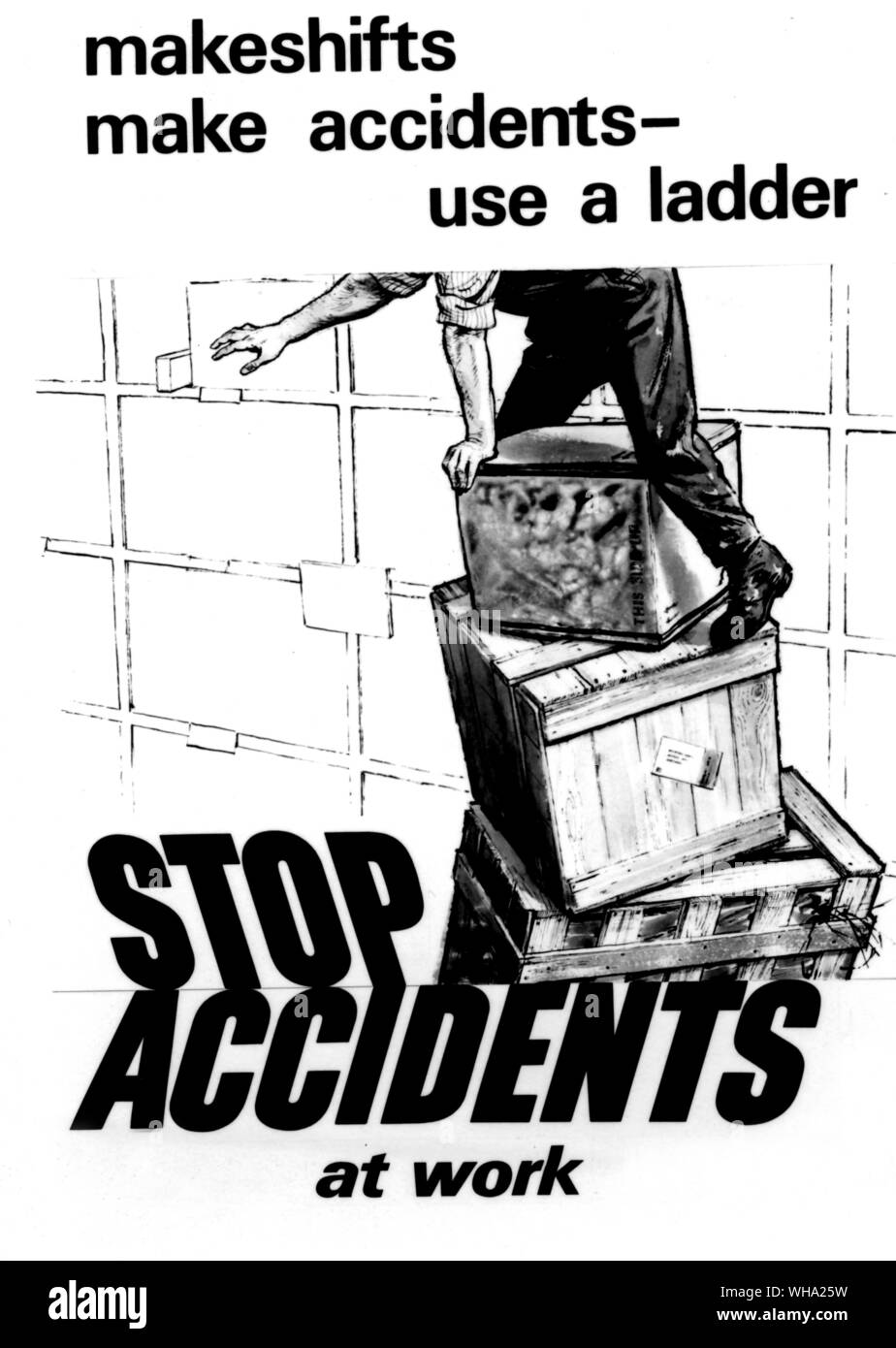 WW2: Stop Accidents Poster for the workplace. Stock Photo