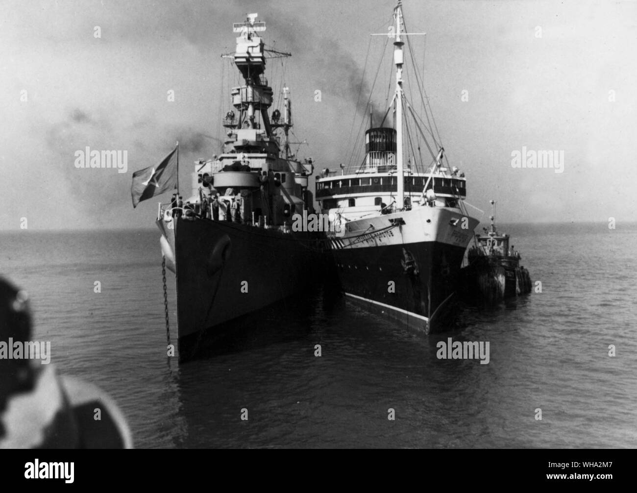 WW2: Murmansk (Soviet Cruiser, formerly USS Milwaukee, CL-2). Off Lewes, Delaware, 15 Macrh 1949. Stock Photo