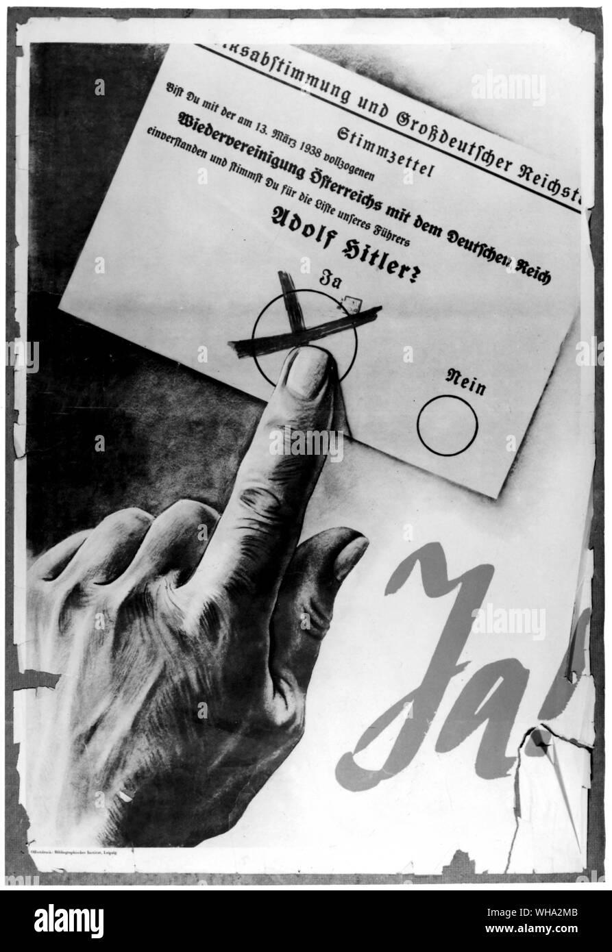 BTW: Austrian vote for Anschluss. Nazi Party electoral form. Stock Photo